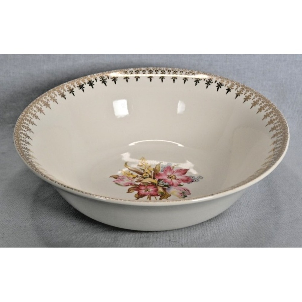 Vintage Lilly Bell Good Housekeeping Serving Bowl 22 KT Gold Trim 8-3/4"